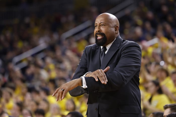 Coach Mike Woodson reacts during the first half against the Michigan Wolverines at Crisler Center.